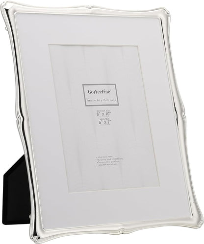 5 x 7'' Premium Alloy Silver Photo Frame - High-End Decor 7x5'' Picture Frames with Velvet Backing,Hi End Décor Metal Frames