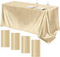 TURSTIN 4 Packs Champagne Satin Tablecloth 102 x 58 Inch Overlay Satin Table Cover Rectangle Bright Silk Tablecloth Smooth Fabric Table Decoration for Wedding Banquet Party Events