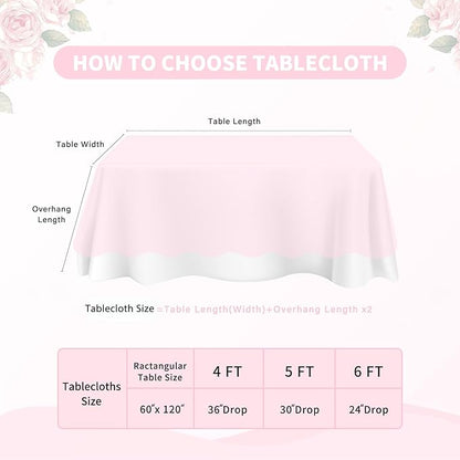 LuoluoHouse Pink Lace Table Cloth 60x120inch Tablecloth for Decorations Wedding Bridal Baby Shower Indoor Outdoor Event