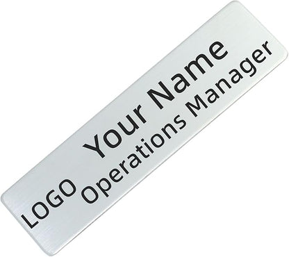 Stainless Steel Custom Silver Name Tags With Pin or Magnet Adhesive tape, Metal Personalized Customizable Name Tags,Metal Name Tag for Cops, nurses, doctors,Teachers,Employee,Workers(Silver)