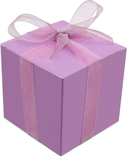 25 Pcs Purple Paper Gift Boxes, Small Candy Treat Boxes Bulk, 3x3x3 inch Gift Box with Lids for Party Favors, Birthday Gifts, Wedding Gifts