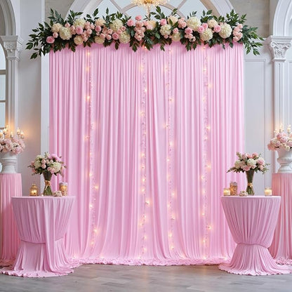 10 ft x 10 ft Pink Backdrop Curtains for Parties, Wrinkle Free Baby Pink Photography Backdrop Drapes for Wedding Grils Birthday Baby Shower Bridal Shower Party