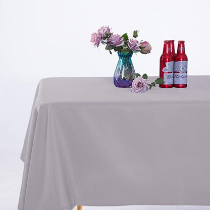 Ascoza 2pack 60x102 Inch Silver Rectangular Tablecloth 6 Feet Table Cloth in Polyester Fabric for Wedding/Banquet/Restaurant/Parties