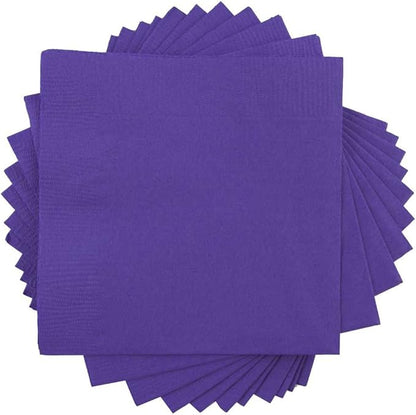 JAM PAPER Small Beverage Napkins - 5 x 5 - Purple - 50/Pack