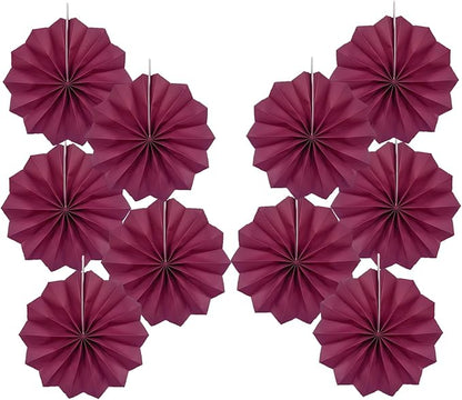 Red Party Decorations,Paper Decorations for Party,Girls Party Decorations Party Paper Fans Bulk 8in,Anniversary Decorations for Party 30 Color DIY Set （Wine Red）