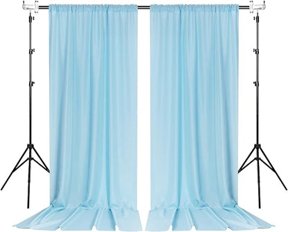 MYSKY HOME Light Blue Backdrop Curtains for Parties, Weddings, Stage, Baby Showers, Birthdays - 5ft x 10ft, 2 Panels with Rod Pocket Sliding Drapes