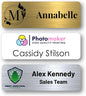 Custom Name Tags - Full Color Logo Name Tags - Scratch Resistant Metal Front & Hard Plastic Back (1.5 x 3 Inch, Silver)