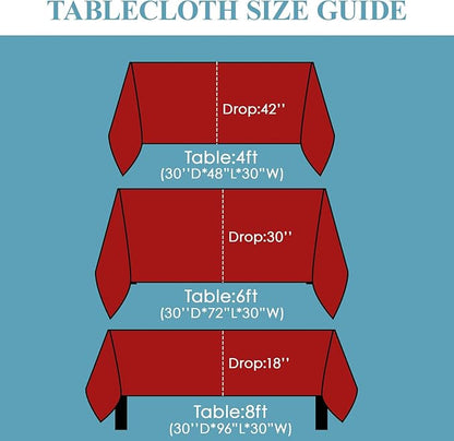 VidaFete Tablecloth 6 Pack 90 * 132inch Rectangle Table Cloth Polyester, Stain Wrinkle Resistant Polyester Dining Table Cover for Kitchen Dinning Party Wedding Rectangular Buffet Decoration(Red)