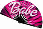 Kandies World UV Reactive Custom Festival Folding Hand Fan - Unique Designs, Made of Bamboo, Clacking Sound, Lightweight - Perfect Rave and Festival Accessory!