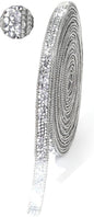 Rhinestone Ribbon 6 Yards Self Adhesive Rhinestone Strips Diamond Ribbon Sticker Crystal Roll Glitter Bling Rhinestones Tape for Crafting DIY Art Decoration (Silver,0.4 Inch)