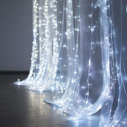 2 Pack Fairy Curtain Lights, 300 LED Upgraded Tangle-Free Hanging Lights with Remote, USB Plug in String Lights for Wall Window Wedding Party Xmas Home Décor - 9.8 x 9.8 Ft, Cool White