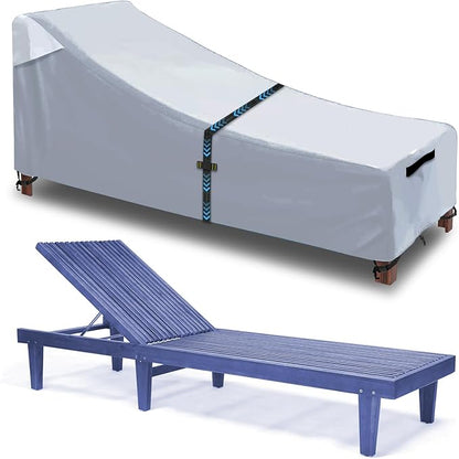 Patio Chaise Lounge Cover with Handles, Outdoor Lounge Chair Cover Waterproof UV Resistant, Patio Furniture Covers with Air Vent (84L x 32W x 32H) inch