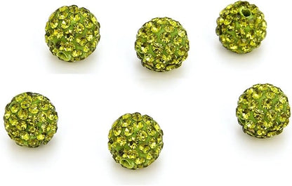 25pcs Adabele Grade A Suncatcher Crystal Rhinestone Pave Loose Beads 10mm Olivine Green Polymer Clay Disco Ball Spacers Compatible with Shamballa All Craft Jewelry Making DB10-17