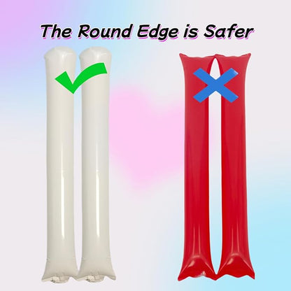 40pcs Round headTeam Spirit Boom Sticks Thunder Sticks Cheering Sticks Team Spirit Plastic Cheerleading Spirit Stick Clapper Inflatable Noise Maker Sports Supply (White)