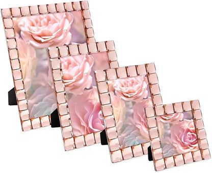 Isaac Jacobs Decorative Sparkling Jewel Picture Frame, Photo Display & Home Décor (4x4, Blush)