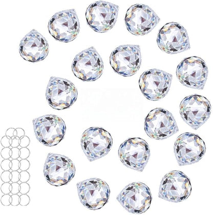 Crystalsuncatcher 20Pcs 1.75 inch/40mm Clear Crystal Ball Prism Pendant Suncatcher for Feng Shui/Divination or Wedding/Home/Office Decoration