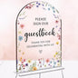 Wedding Sign Decor, Photo Guest Book Sign, 5x7 Inch Arch Acrylic, Wedding Sign for Reception & Event, Bridal Shower Decorations, Wedding Table Sign Accessories for Anniversary And Party (Flower)