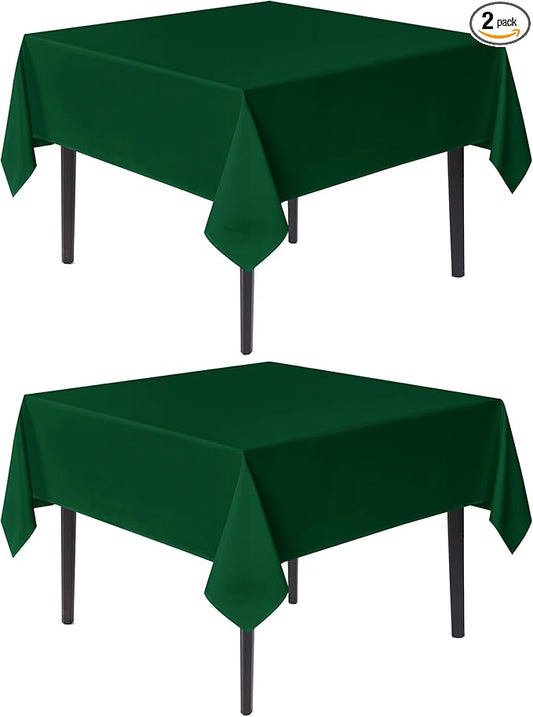 sancua Square Tablecloths 54x54 Inch Hunter Green, 2 Pack - Fabric Table Cloth for Square or Round Tables, Washable Polyester Table Cover for Christmas Dinner, Holiday Party, Display Tables
