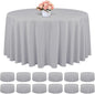 12 Pack Round Tablecloth 90 Inch - Light Grey Polyester TableCloth for Round Table, Premium Light Grey Tableclothes Washable Fabric Table Cover for Wedding Party Banquet Restaurant Reception Dining