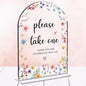 Wedding Sign Decor, Please Take One Sign, 5x7 Inch Arch Acrylic, Wedding Sign for Reception & Event, Bridal Shower Decorations, Wedding Table Sign Accessories for Anniversary And Party (Flower)