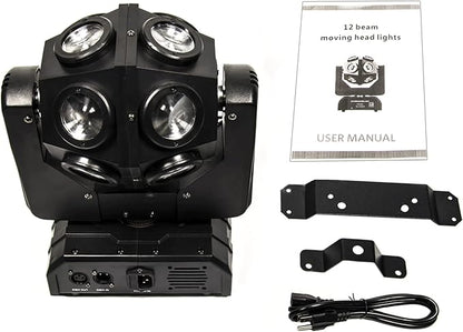 Moving Head DJ Light Party RGBW LED Beam Lights DMX 512 Strobe Light with Sound Activated 360°Rotation Stage Lighting Equipment for Events DJ KTV Disco Wedding Concert Festival