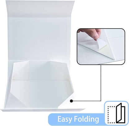 LIFELUM White Gift Box 13.85 x 8.35 x 4.45 inch Wedding Gifts Box for Bridesmaid Proposal Gifts for Gifts with Card, Ribbon, Shredded Paper Filler Gift Packaging (1 Pcs)