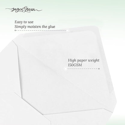 50 Pack 5x7 Envelopes Letter Size, White A7 Envelopes Self Seal for Wedding Invitation, Envelope 5.4x7.6 for Greeting Cards, Photos, Baby Shower, Graduation, Thank You Cards, Announcements