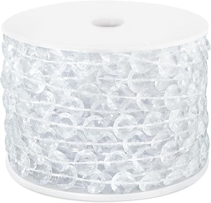 49FT Acrylic Crystal Garland, Clear Diamond-Shaped Crystal Bead Strands, DIY Crystal Beads String Roll for Wedding Decorations Party Decorations Beaded Curtain Crafting Projects