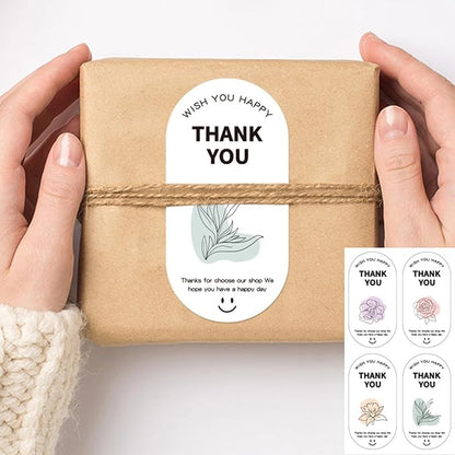 500 Pieces Sealing Large Thank You Stickers, Large Gift Flower Decorative Wrapping Stickers, Suitable for Boxes and Bags Outer Labels Seal Decals Gift Boxes Decoration. (Grateful Petals)