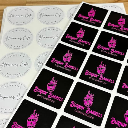 Custom Waterproof Vinyl Stickers with Your Image Photo Text or Logo | Personalized Dishwasher Safe Label for Business Logo