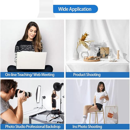 HEMMOTOP White Photo Backdrop, 6x9 ft White Background for Photography, Seamless Screen Backdrops for Photoshoot, Easter, Birthday Party, Video Recording, Photos, Projector (Backdrop only)