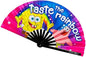 Kandies World UV Reactive Custom Festival Folding Hand Fan - Unique Designs, Made of Bamboo, Clacking Sound, Lightweight - Perfect Rave and Festival Accessory!