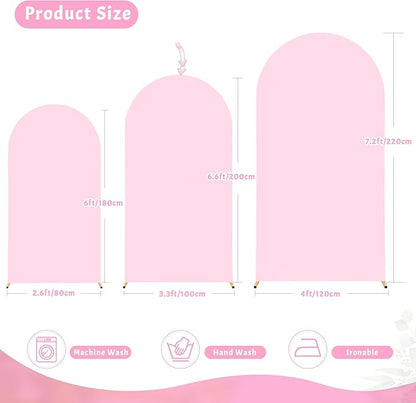 7.2FT Pink Arch Backdrop Cover - Polyester Fitted Wedding Arch Stand Covers Round Top Chiara Arch Backdrop Cover for Birthday Party Banquet Photo Background Decoration