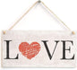 Rustic Wooden Signs Love Romantic Anniversary Valentines Day Wedding Signs Love Heart Design Sign Wall Art Decor Kitchen Cafe Pub Decor Gift 6x12 INCH