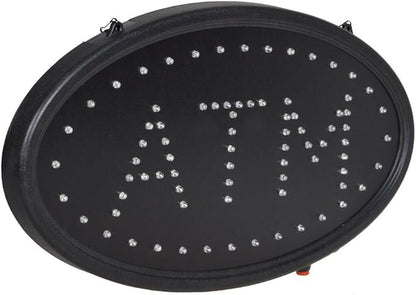 Boshen Led ATM Signs Decor for Bank Business Mart Shop Store Bar Cafe Now Open Sign Display On/Off Switch + Chain (19" Lx 10"W(Oval"ATM"))