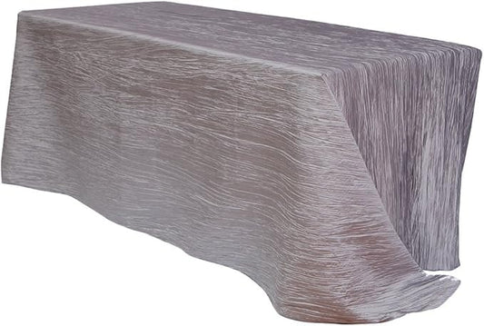 YOUR CHAIR COVERS - 90 x 156 inch Rectangular Crinkle Taffeta Tablecloth - Dark Silver/Platinum, Rectangle Table Linens for 8 ft Rectangular Tables, Wedding Crushed Table Cloth