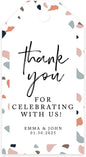 Andaz Press 100-Pack Personalized Thank You Tags with Bakers Twine Terrazzo Custom Cardstock Gift Tags for Wedding Party Favors 2 x 3.75-Inches