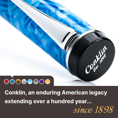 Conklin Duragraph Fountain Pen Ice Blue - Extra Fine Nib, Precision Writing Instrument with Cool Blue Finish