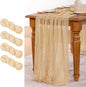 MLMW 4 Pack Champagne Gold Table Runner Cheesecloth Boho Gauze Rustic Cheese Cloth 160 inch Sheer Wedding Table Runner 13.3ft for Thanksgiving Party Baby Bridal Shower Birthday