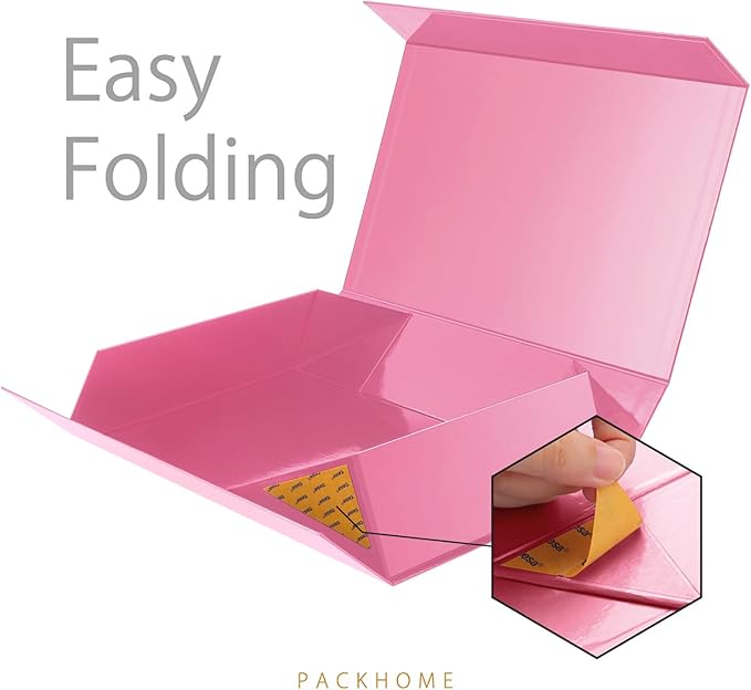 PACKHOME 6 Extra Large Gift Boxes 17.5x11.3x4.3 Inches, Sturdy Shirt Boxes with Magnetic Lids for Clothes and Large Gifts (Glossy Pink)