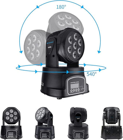 BETOPPER DJ Lights Moving Head, 7x8W RGBW Sound Activated/DMX Lighting, Moving Head Lights for Stage, Party, Live, DJ, Bar, Disco Lighting (2 Packs)