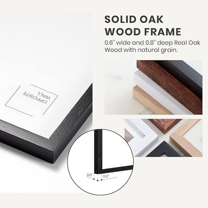 Opposite Wall - 14x18 in - Black Solid Oak Wood Picture Frame - Lightweight, Versatile & Shatterproof - Wall Hanging Poster or Photo Frame - Wall Decor for Office, Gallery & Home