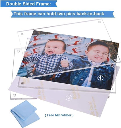 11x14 Acrylic Picture Frame,Clear Double Sided Magnetic Photo Frames With Stand,Minimalist Frameless Floating Frame for Artwork Poster Degree Diploma,Lovely Gift for Family, Friend