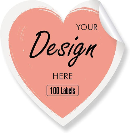 Custom Stickers Personalized Labels - Customized Stickers with Any Design Image Logo Text,Custom Thank You Label Stickers,Custom Stickers for Business Logo,100 Labels (Heart,1.5"x1.5")
