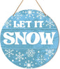 Muktoujaumai Winter Sign Front Door Decor, Christmas Round Hanging Sign Decor Snowflake Xmas Holiday Wall Decorations Winter Wood Sign for Door, Porch, Home, Let It Snow