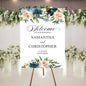 Welcome To Our Wedding Sign, Personalized Wedding Welcome Sign, Wedding Welcome Sign, Blue and Peach Floral Wedding Ceremony Welcome Sign, Wedding Event Party Welcome Sign