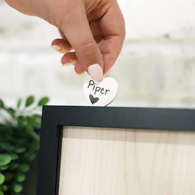 Wedding Guest Book Alternative, Registry Item,12x16 Picture Frame, 70 Pcs Welcome Sign, Gift, White Hearts, Baby Shower Registry, Anniversary, Funeral, Memories (Black)