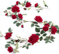 Veryhome Rose Vine Artificial Flower Garland Fake Hanging Rose Ivy Plants 6ft for Wedding Home Party Garden Arrangement Decor Pack of One (Red)