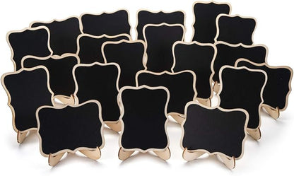 Mini Chalkboard Signs, 20 Pack Small Chalkboard Labels Table Signs with Easel Stand, Wooden Blackboards for Wedding Decor, Party Buffet Display, Place Cards, Food Labels
