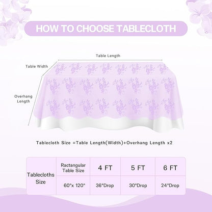LuoluoHouse Sheer Lace Tablecloth Floral 6pcs Table Fabric 60x120 Inch for Rustic Party Wedding Decoration Rectangle Overlay Long Embroidered Reception Table Cloth Decor